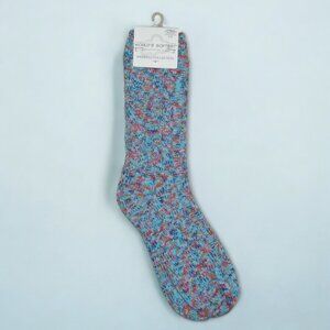 Worlds Softest Socks Ragg Cable Crew Womens Size 6-11 Light Blue Multicolor Gift